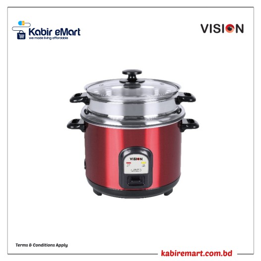 VISION 1.8 Liter Rice Cooker 40-06 Stainless Steel Red Double Pot