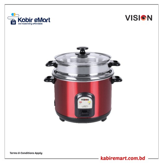 VISION 3.0 Liter Rice Cooker 50-05 Stainless Steel Red Double Pot