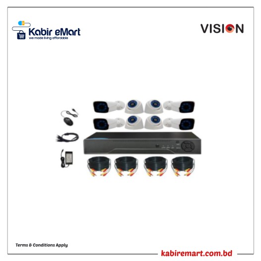 VISION CCTV 8CH 2MP DVR KIT BK-AH7208DB