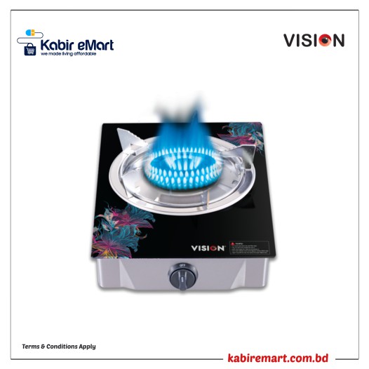 VSN LPG Single Glass Gstv Fancy Vision Gas Stove