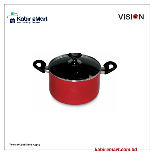 VSN NS Glamour Casserole with Lid (Red) - 24 cm Vision Fry Pan