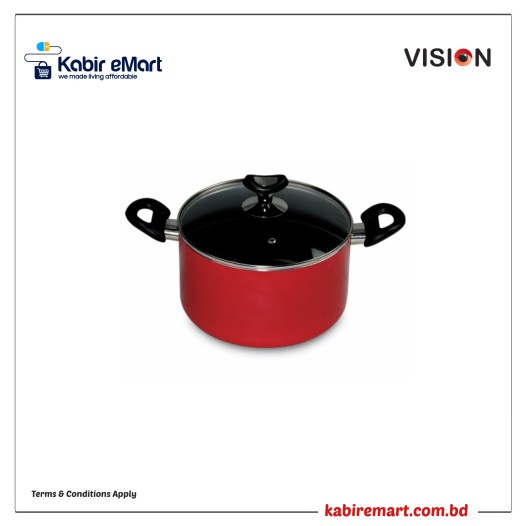 VSN NS Glamour Casserole with Lid (Red) - 26 cm Vision Fry Pan