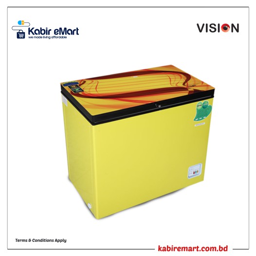 VISION Glass Door Chest Freezer RE-250L Orange Ribbon Refrigerator