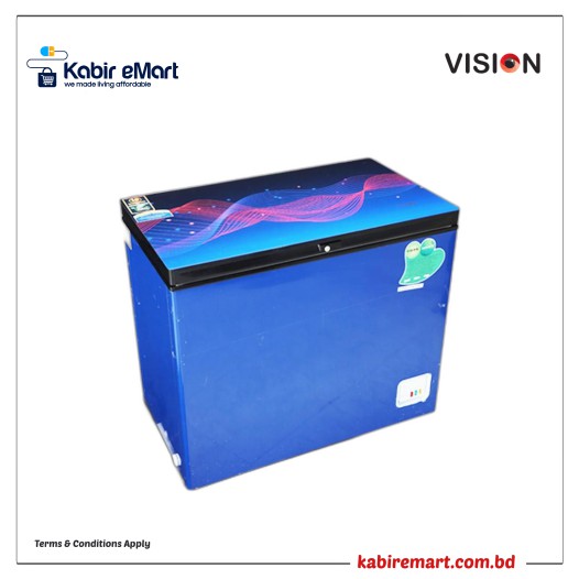 VISION Glass Door Chest Freezer RE-250L Magic Line Blue Vision Refrigerator