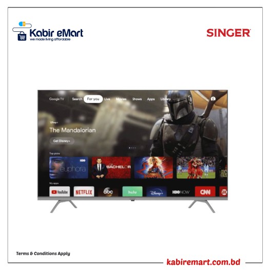 SINGER Frameless 4K Google TV  S43 SLE43G22GOTV Television