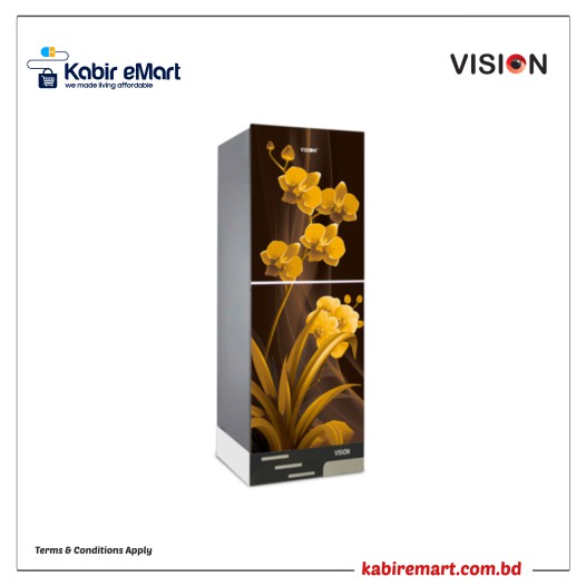 VISION Glass Door Refrigerator RE-216 Liter pansy Fancy Bottom Mount