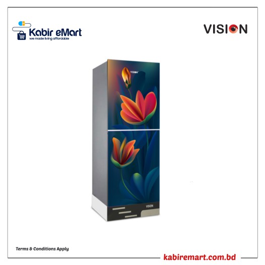VISION Glass Door Refrigerator RE-217 Liter Anemone Red Top Mount