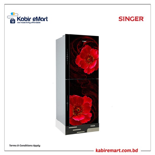 VISION Glass Door Refrigerator RE-142 Liter Red Flax Top Mount