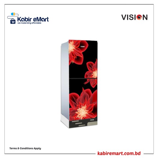 VISION Glass Door Refrigerator RE-180L Dahlia Red Top Mount