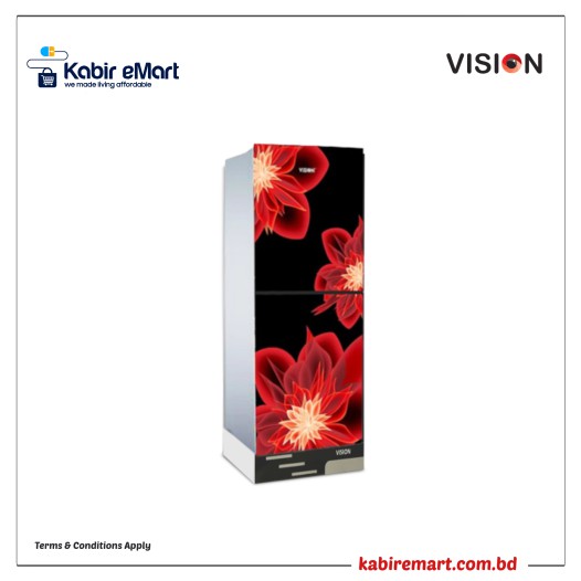 VISION Glass Door Refrigerator RE-150L Dahlia Red Top Mount