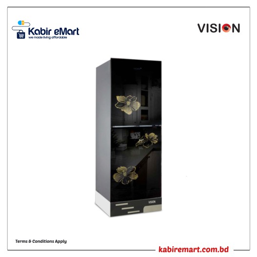 VISION Glass Door RE-222L Mirror Lotus Flower Top Mount Refrigerator