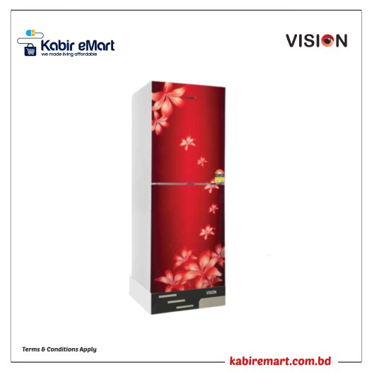 Vision Glass Door Top Mount Refrigerator Re-238 Liter Lily Flower Maroon