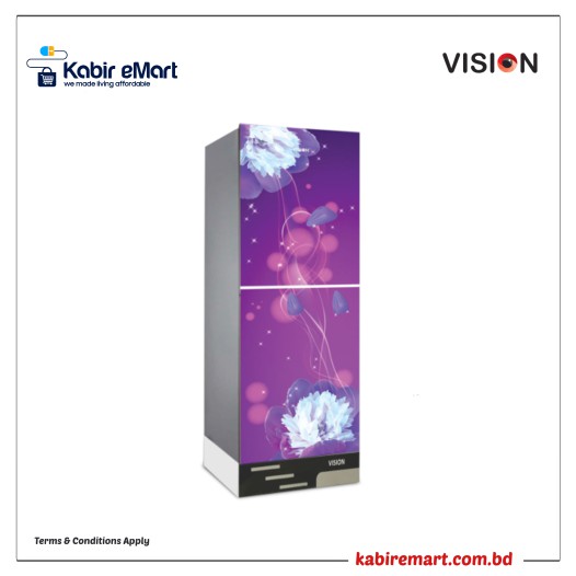 VISION Glass Door Bottom Mount Refrigerator RE-185 Liter Purple Peony