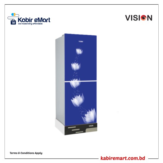 VISION Glass Door Refrigerator RE-185L Blue New Bottom Mount