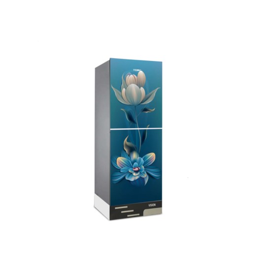 VISION Glass Door Refrigerator RE-180 Liter Sky Blue Flower Top Mount