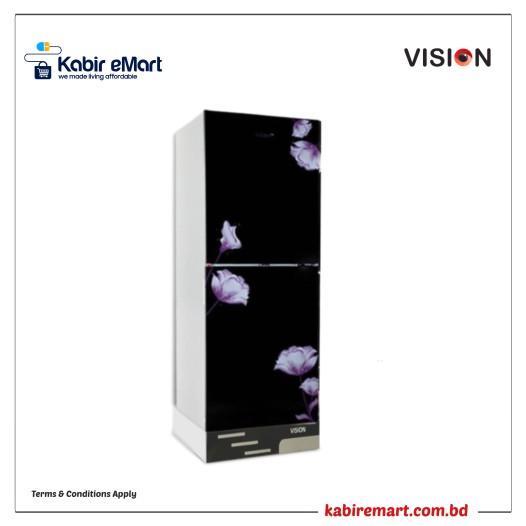 VISION Glass Door Refrigerator RE-222L Mirror Purple Flower Top Mount