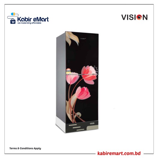 VISION Glass Door Digital Display RE-252L Pink Tulip Black Bottom Mount