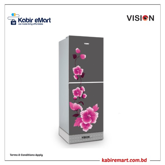 VISION Glass Door Refrigerator RE-160 Liter Mirror Iris Bottom Mount