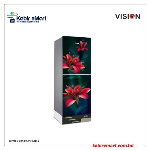 VISION Glass Door Refrigerator RE 150 Liter Black Top Mount