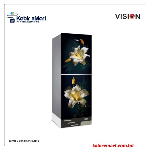 VISION Glass Door Refrigerator RE-150 Liter Golden Gardenia Top Mount