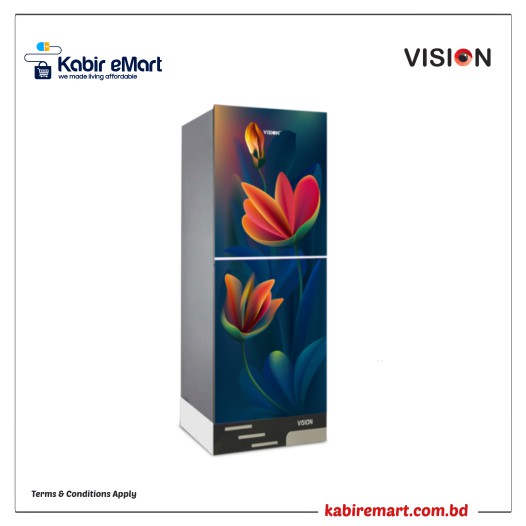 VISION Glass Door Refrigerator RE-252 Liter Anemone Red Bottom Mount