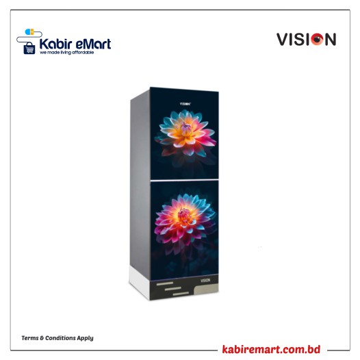VISION Glass Door Refrigerator RE-180 Liter Lotus Poddo Top Mount
