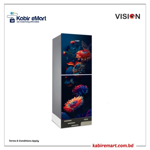 VISION Glass Door Refrigerator RE-240 Liter Red Carnation Top Mount