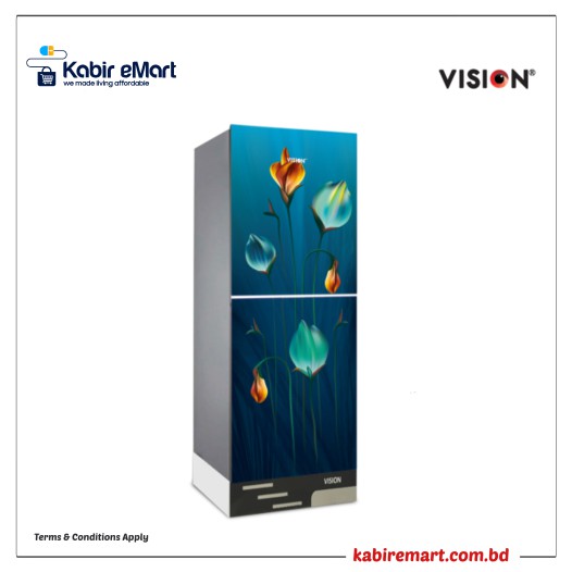 VISION Glass Door Refrigerator RE-240 Liter Cyclamen Leaf Top Mount