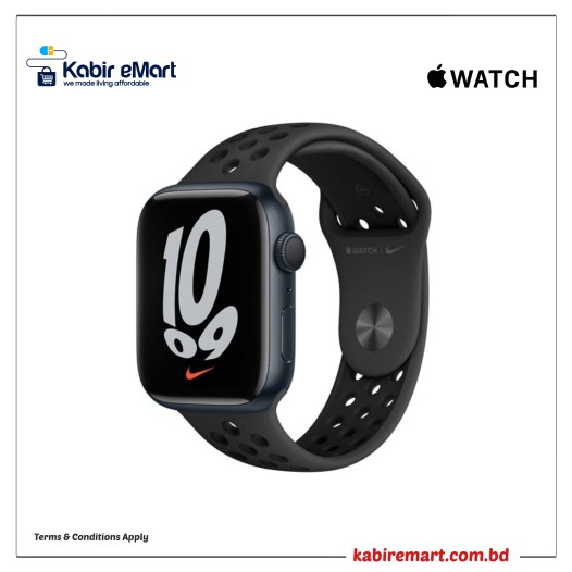 Apple Watch Nike Series 7 GPS, 45mm Midnight Aluminum Case with Nike Sport Band