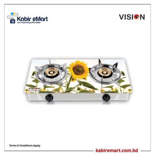 VISION LPG Double Glass Gas Stove Sun Fl 3D