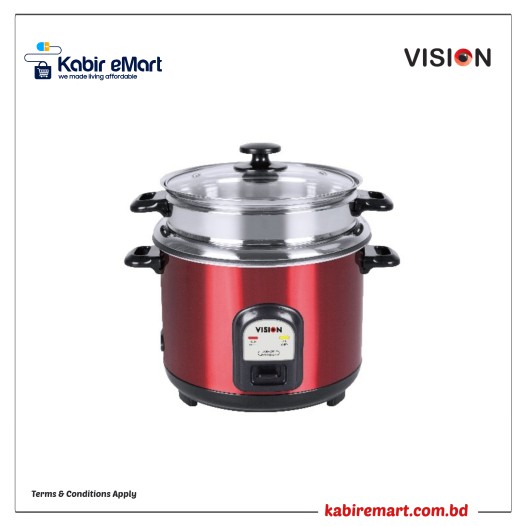 VISION 3.0 Liter Rice Cooker Premium Stainless Steel Double Pot Red