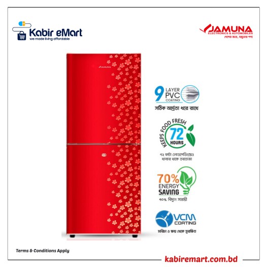JR-UES632900-Glossy Shining Red Flower Jamuna Refrigerator