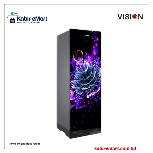 VISION Glass Door Refrigerator RE-180 Liter Light Point Flower Top Mount
