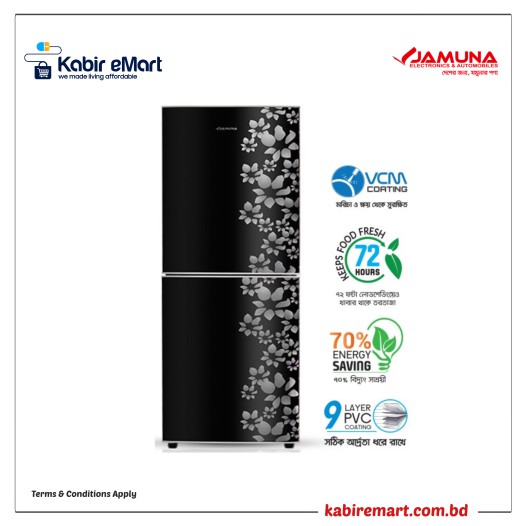 JR-UES626300-Glossy Shining Black Flower Jamuna  Refrigerator