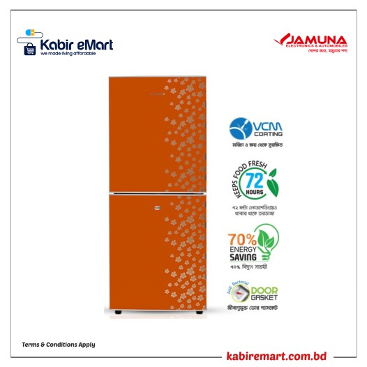 JE-2B8JF-Glossy Shining Orange Flower Jamuna Refrigerator