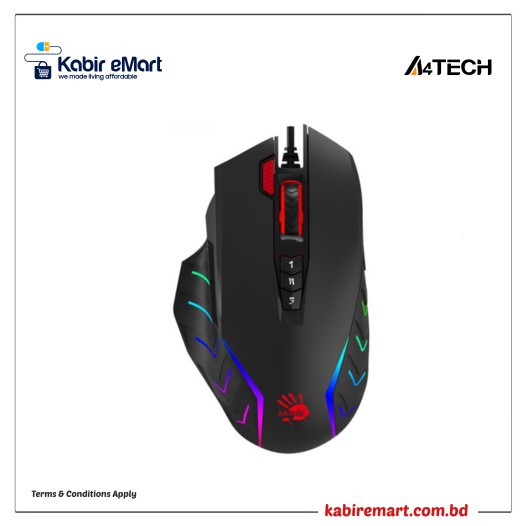 A4tech Bloody J95S USB Extra Fire High Precise RGB Gaming Mouse Black
