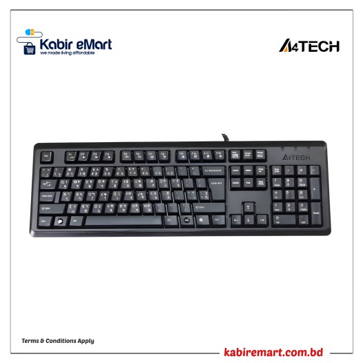 A4TECH KRS-92 USB FN-Hotkeys Multimedia Keyboard Black with Bangla