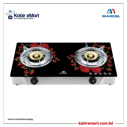 MGS-GDB10 (LPG/NG) Marcel Gas stove Glass Top Double Burner
