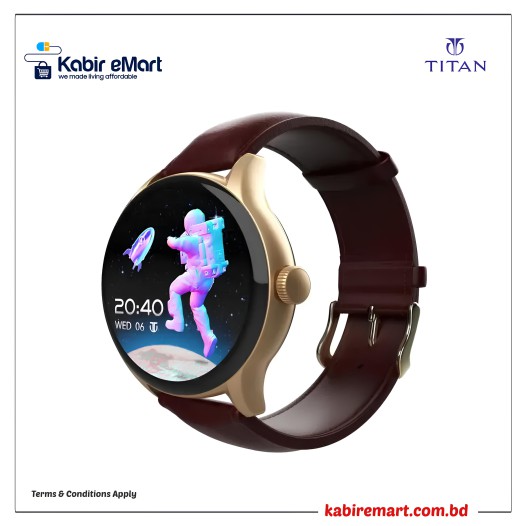 Titan Evoke Bluetooth Calling Leather Strap Smart Watch