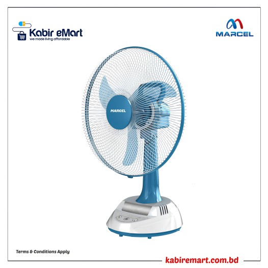 M17OA-AS Stand-Blue, Base White 17 Marcel Rechargeable Table Fan