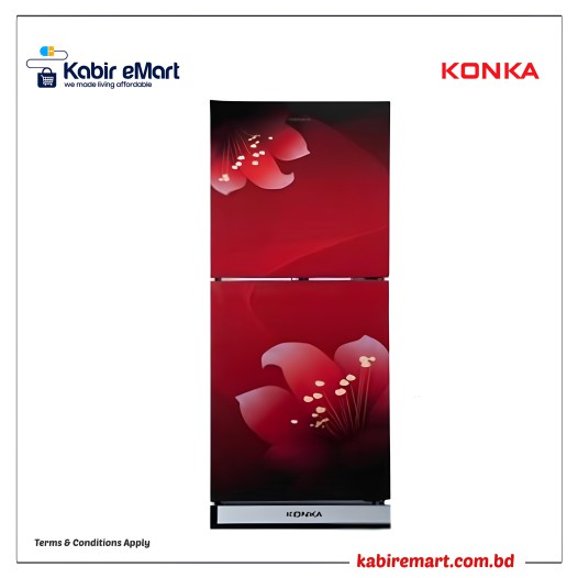 KONKA Refrigerator-KRT-165GB-Red-2-Door, Upper Freezer 165 L