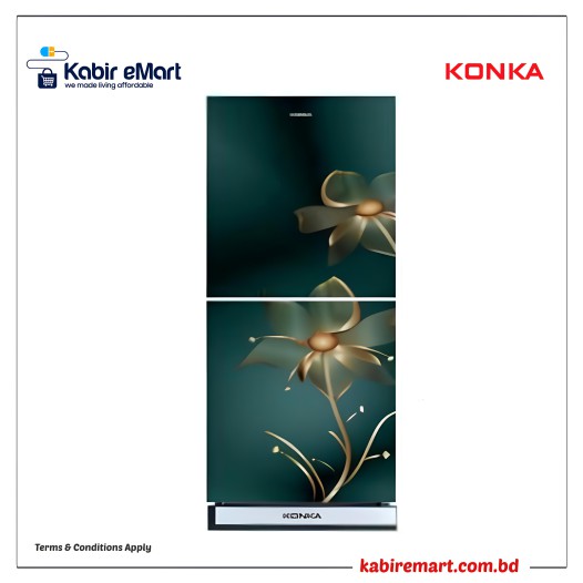 KONKA Refrigerator-KRB-190GB-3D Greenish Blue Nelumbo-2-Door, Bottom Freezer 190 L
