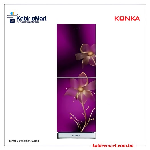 KONKA Refrigerator-KRB-190GB-3D Pink Nilumbo-2-Door, Bottom Freezer 190 L
