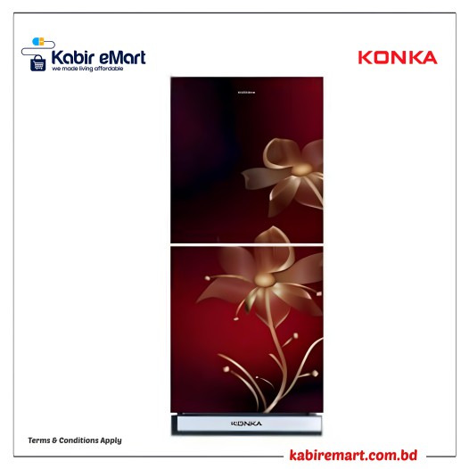 KONKA Refrigerator-KRB-190GB-3D-Maroon Nilumbo-2-Door, Bottom Freezer 190 L