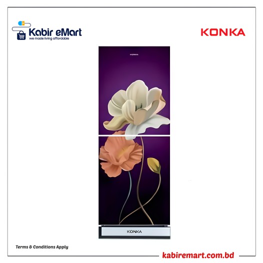 KONKA Refrigerator-KRT-200GB-3D Purple Magnolia-2-Door, Upper Freezer 200 L