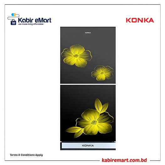 KONKA Refrigerator-KRB-230GB-Glass Mirror-2-Door, Bottom Freezer 230 L