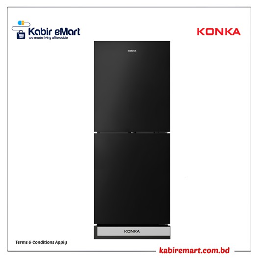 KONKA Refrigerator-KRT-240GB-2-Door, Upper Freezer 240 L Black Texture