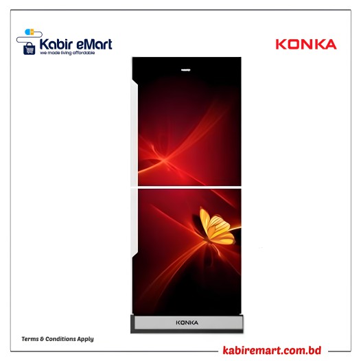 KONKA Refrigerator-KRB-270VB-3D Red Butterfly, Bottom Freezer 270 L
