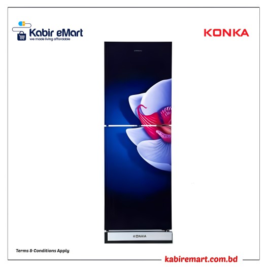 KONKA Refrigerator-KRB-270VB- 3D Blue Iris, Bottom Freezer 270 L