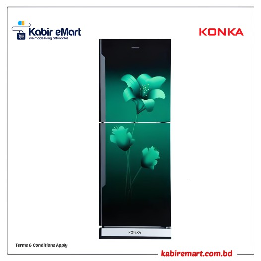 KONKA Refrigerator-KRB-270VB- 3D Green Lily, Bottom Freezer 270 L